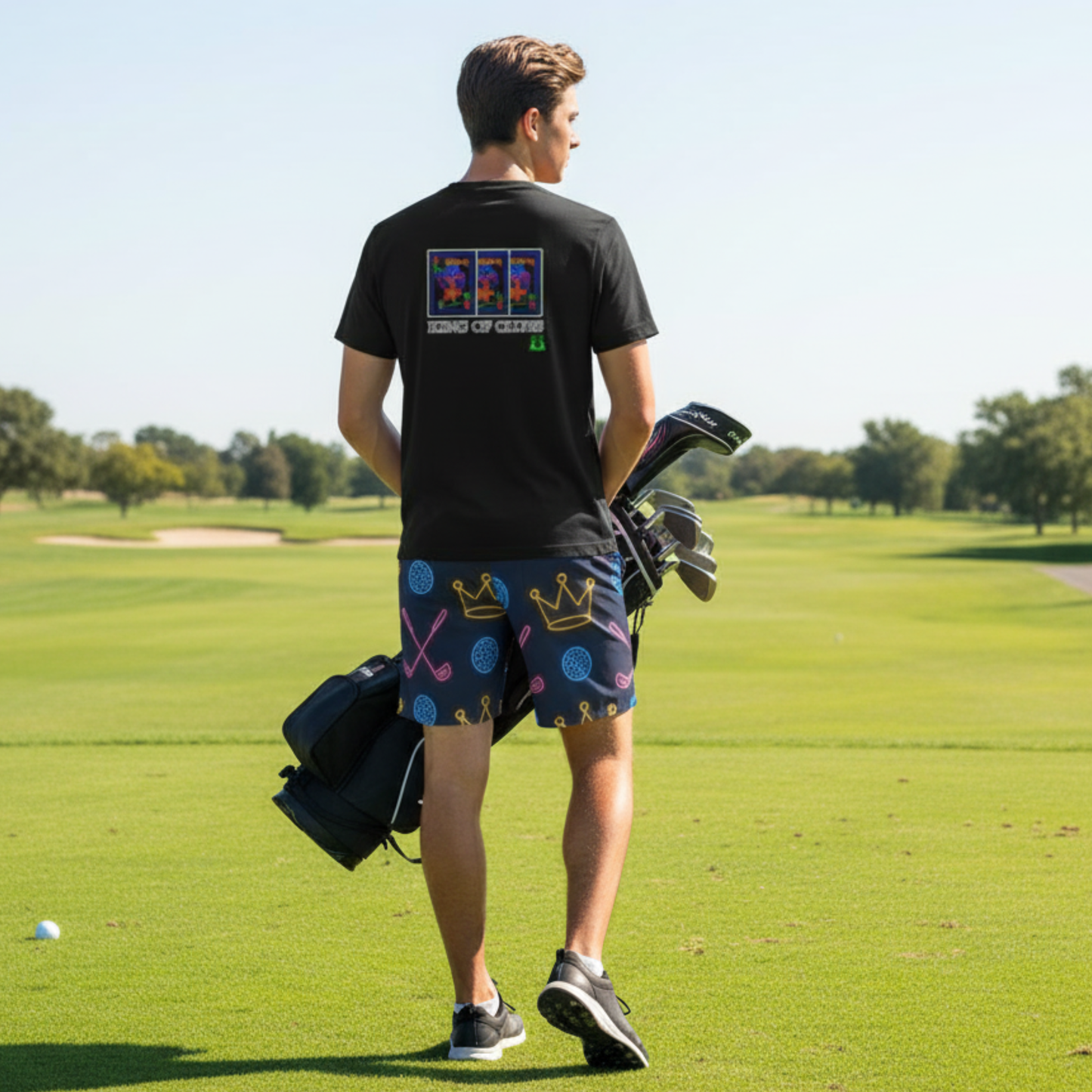 All-Over Print Adult Golf Design Neon Mesh Shorts