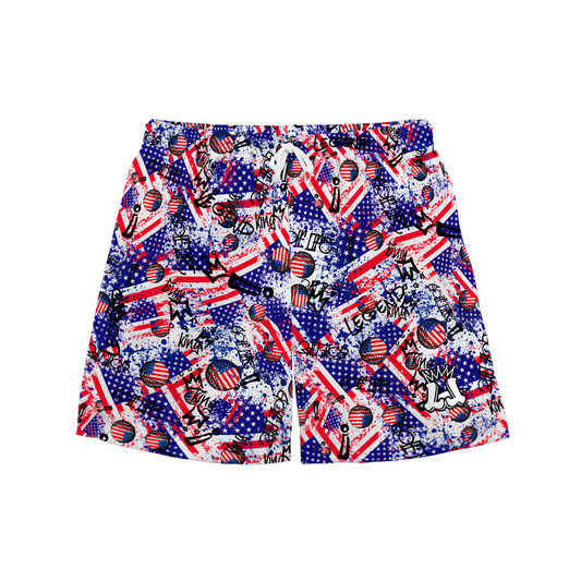 Youth Patriotic Graffiti Golf Mesh Shorts