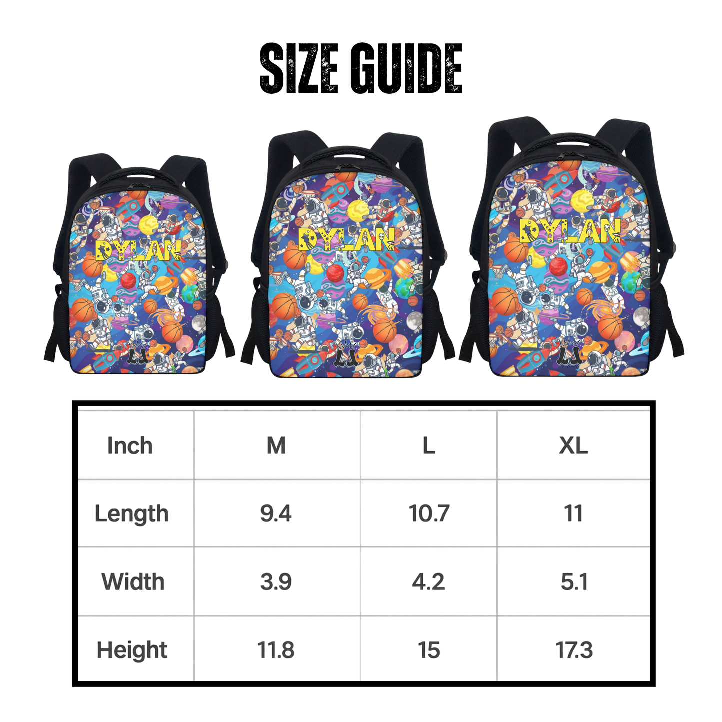 Personalized Astronaut Outer Space Backpack, Custom Basketball Gift