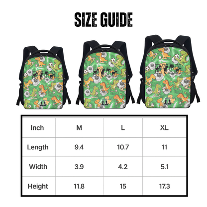 Personalized Dinosaur Backpack, Custom Soccer Sports Bag