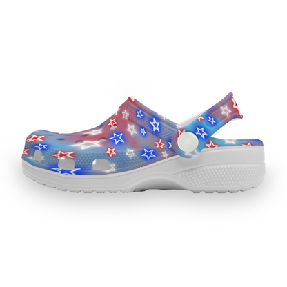 Kids Patriotic Clog Hole Shoes, Youth Sandals, American Star Design
