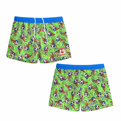 Youth Patriotic Soccer Fireworks Mesh Shorts -Green Edition