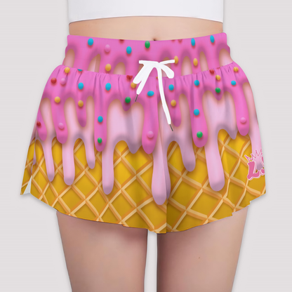 Girls Ice Cream Drip Athletic Butterfly Shorts
