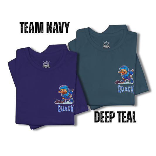 Adult Unisex T-Shirt:Casual Quack Ducks and Pucks Hockey Tee