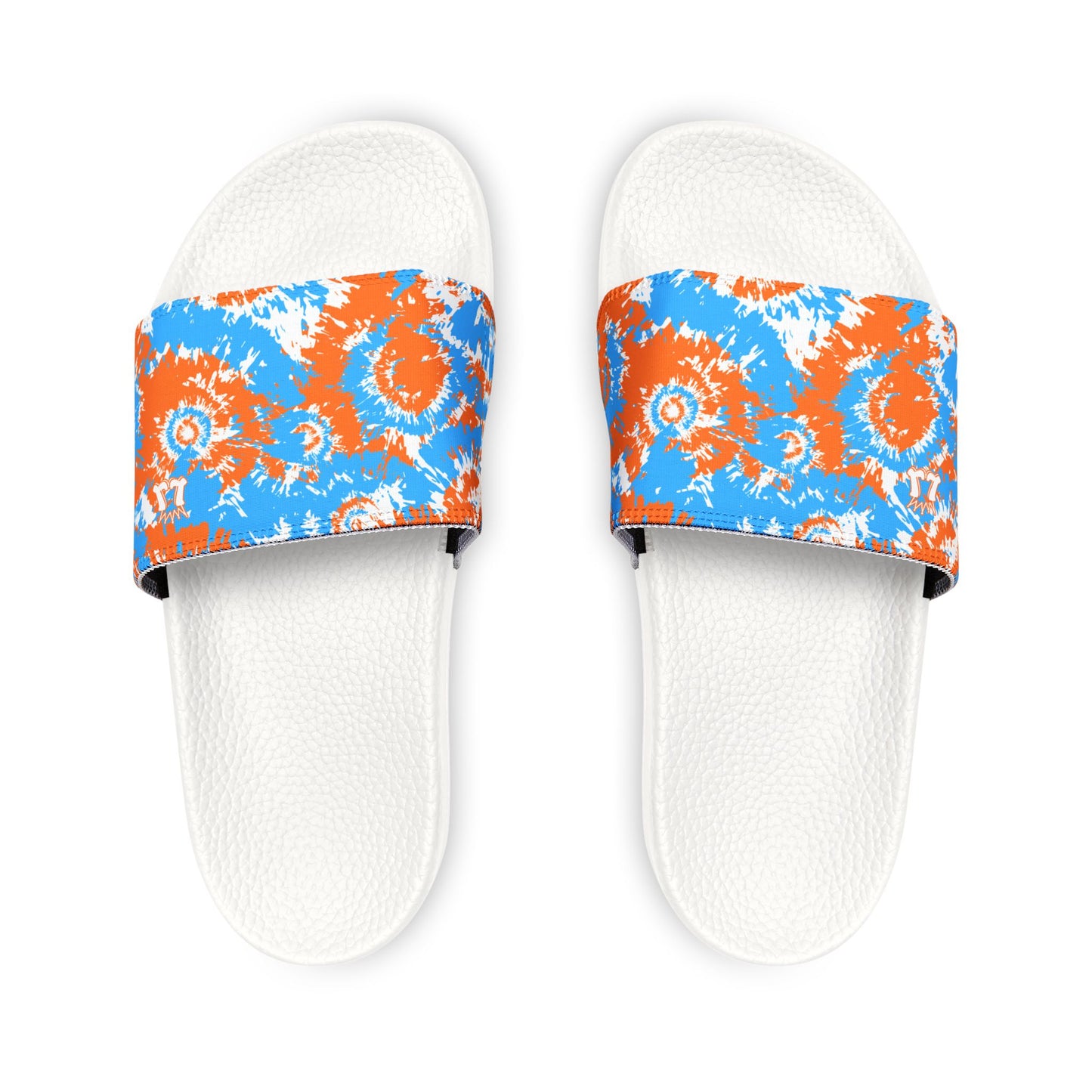 Kids Blue Orange Tie-Dye Removable Strap Slide Sandals
