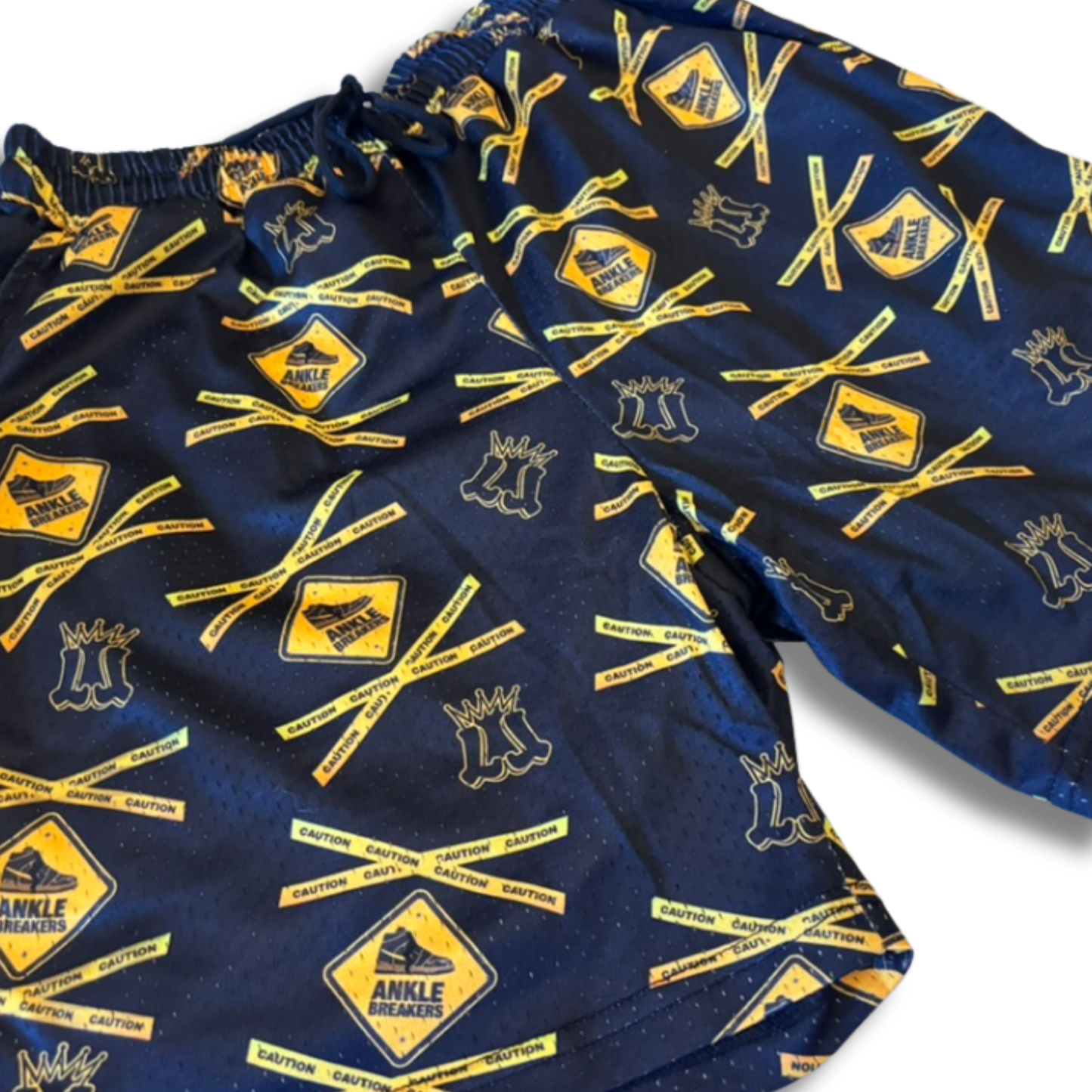 Adult "Caution - Ankle Breakers" Mesh Shorts