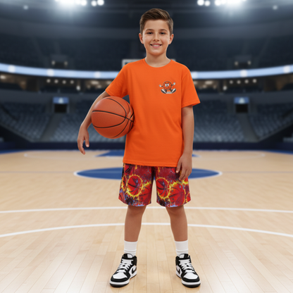 Youth Basketball 'On Fire' Mesh Athletic Shorts - Unleash Performance