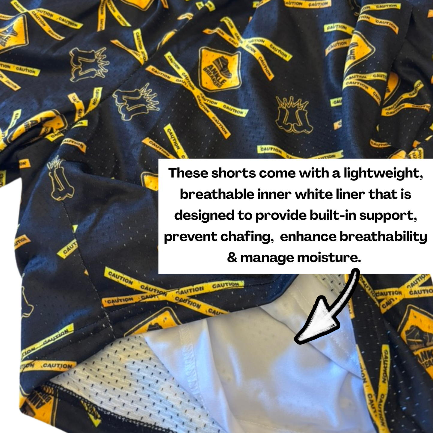 Adult "Caution - Ankle Breakers" Mesh Shorts