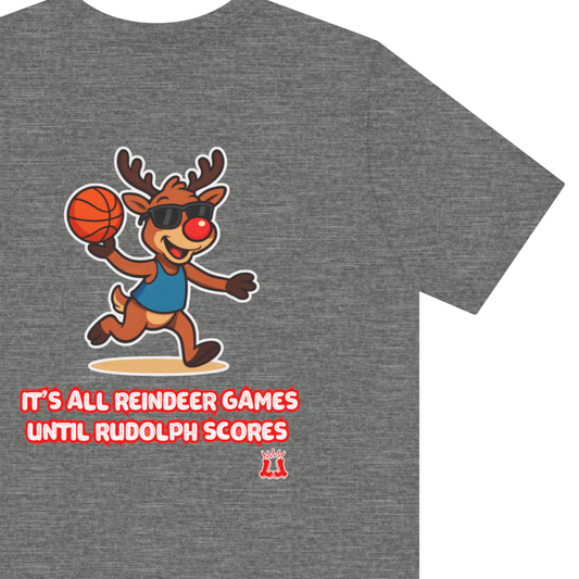 Adult Christmas Theme T-Shirt, Reindeer Games Basketball