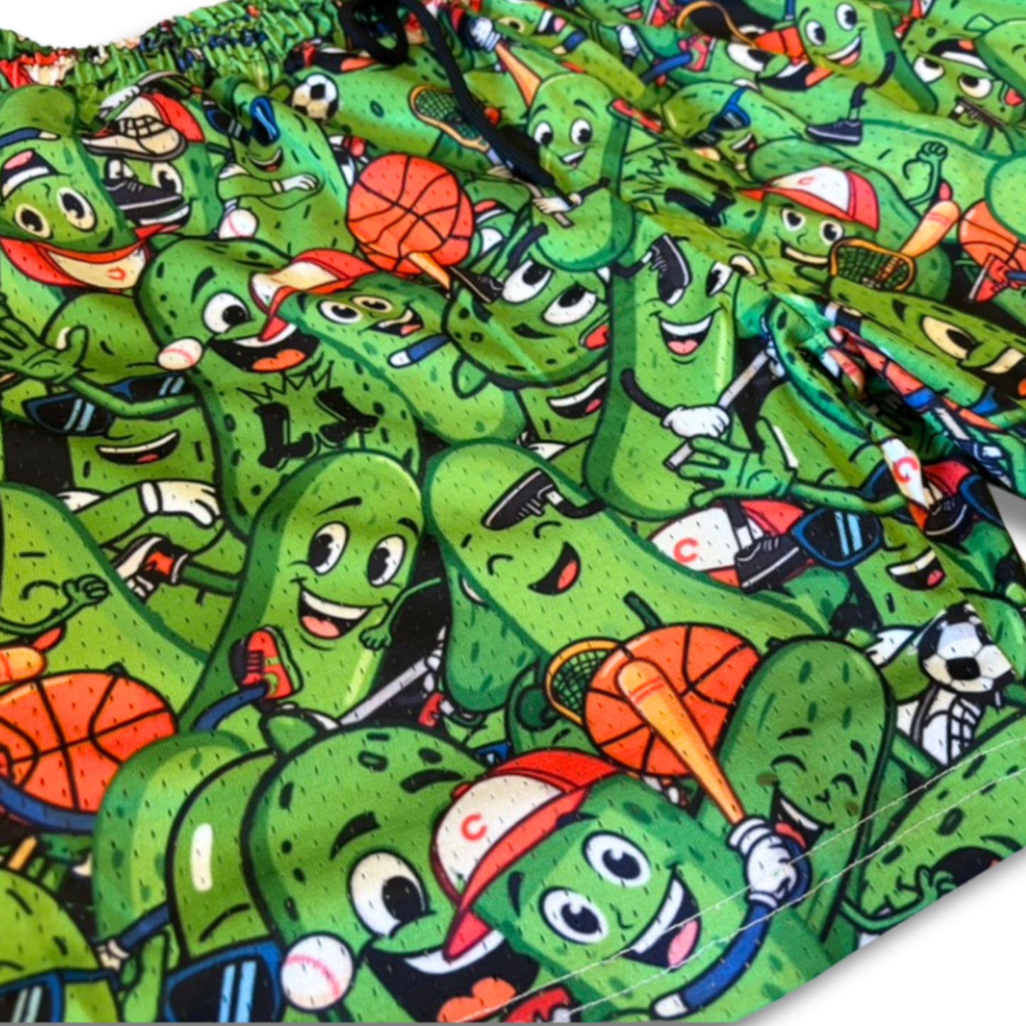 Adult Sporty Pickles Mesh Shorts (with inner liner)