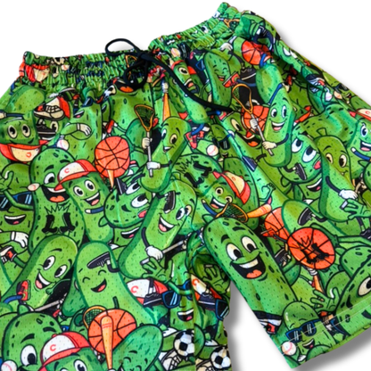 Adult Sporty Pickles Mesh Shorts (with inner liner)