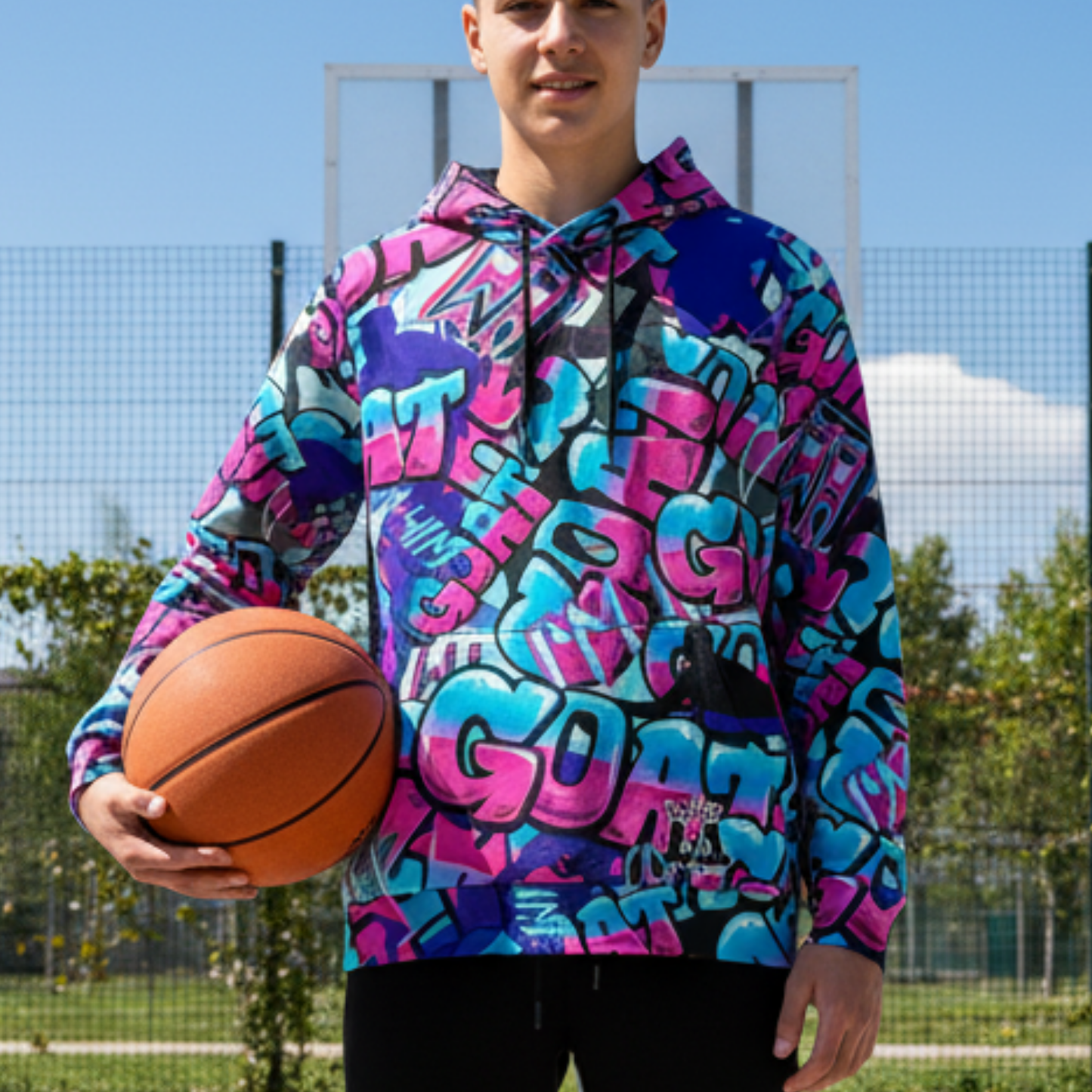 Adult Unisex Fleece Lined Hoodie: GOAT Basketball Design