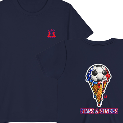 Kids Summer Patriotic Soccer T-Shirt Stars & Strikes