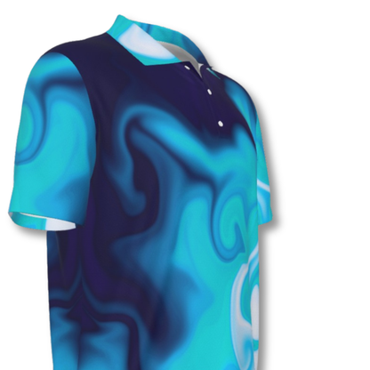 Men's UV Protection Blue Swirl Polo Shirt