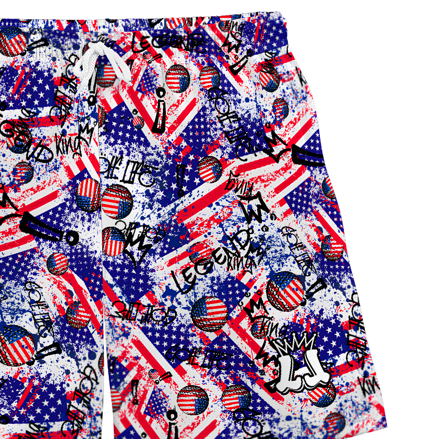 Youth Patriotic Graffiti Golf Mesh Shorts