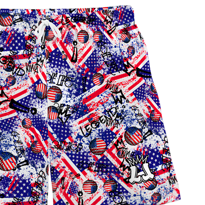 Youth Patriotic Graffiti Golf Mesh Shorts