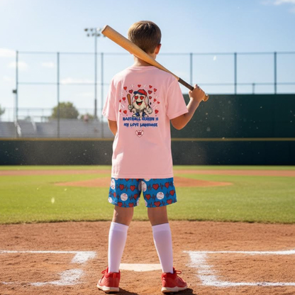 Youth Unisex Baseball Valentine's Sports T-Shirt, Baseball Season is My Love Language