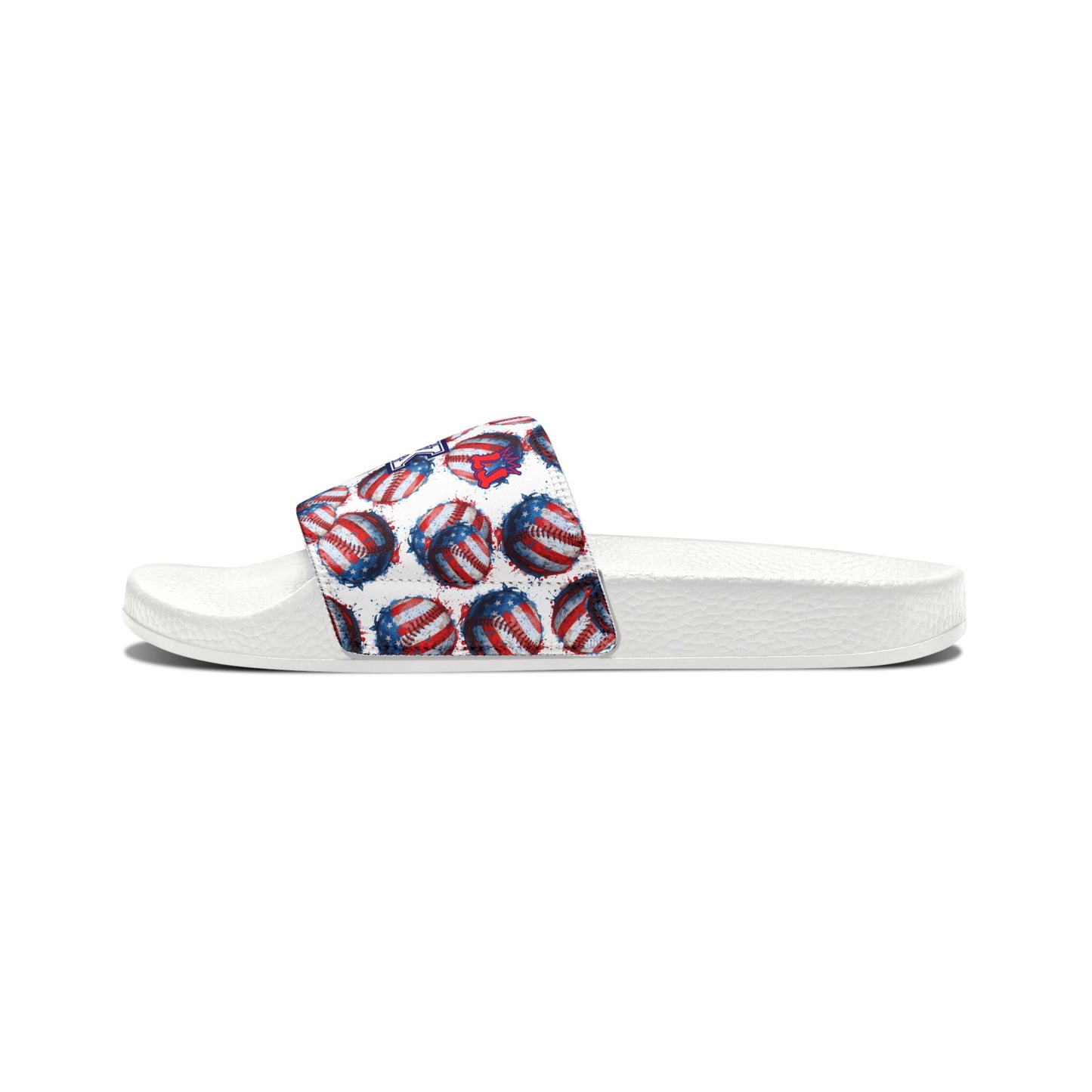 Personalized Men's Baseball Removable Strap Sandal Slides, Patriotic Sportswear
