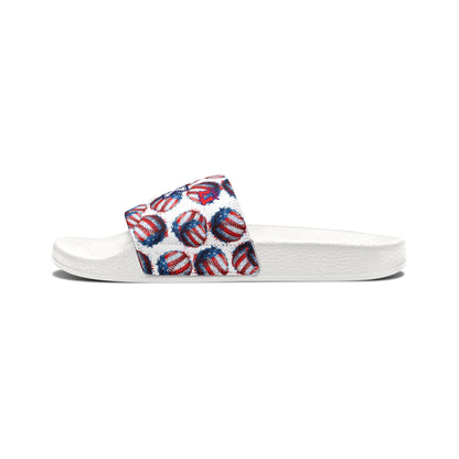 Personalized Men's Baseball Removable Strap Sandal Slides, Patriotic Sportswear