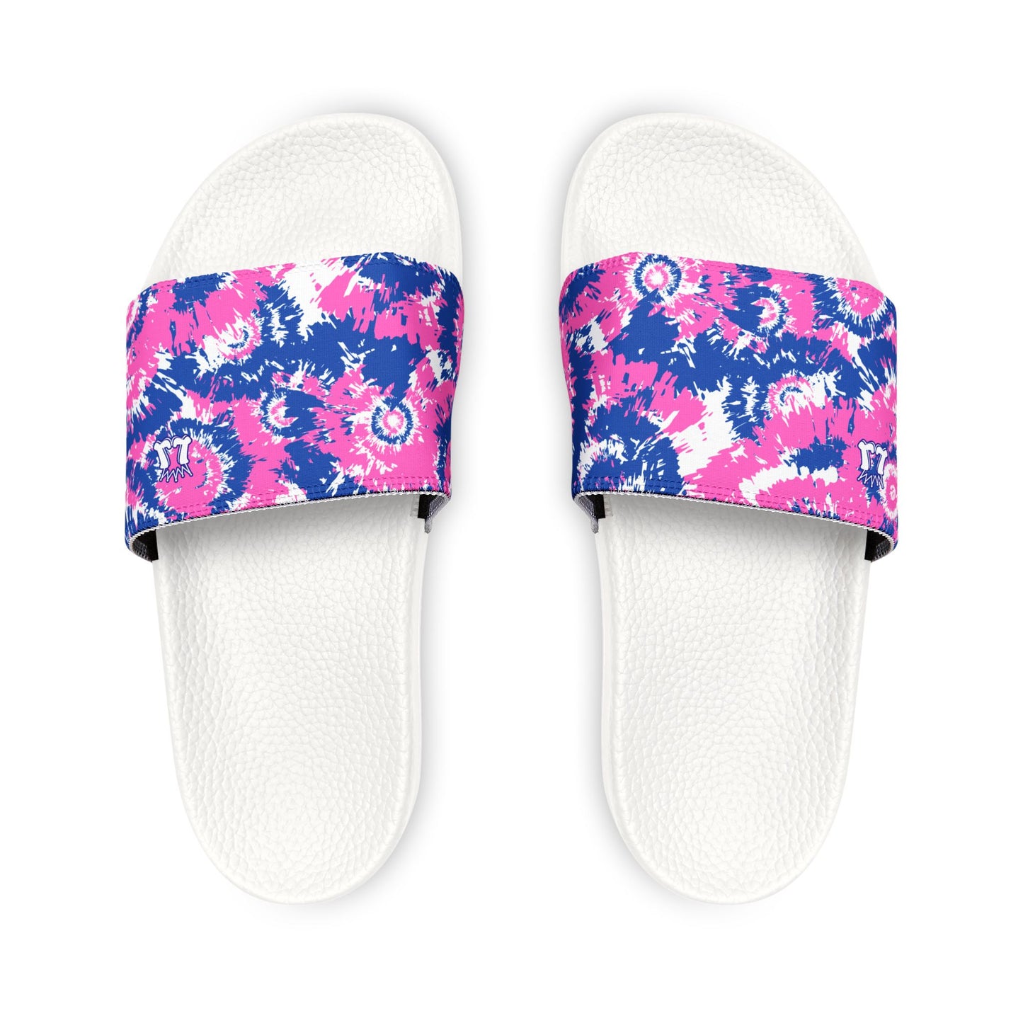 Pink Blue Tie Dye Slide Sandals, Women's Removable Strap Sporty Slides