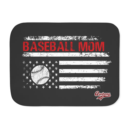 Quaboag Baseball Mom Flag Sherpa Blanket