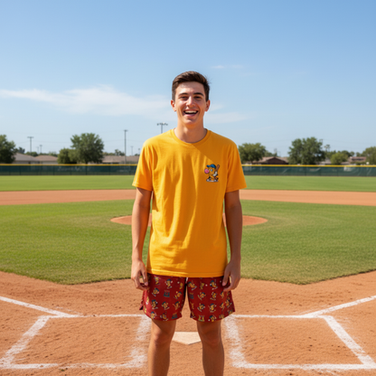 Adult Banana Baseball Mesh Shorts - Red Edition (with liner)