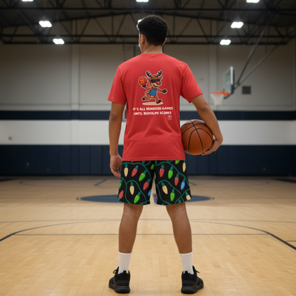 Adult Christmas Theme T-Shirt, Reindeer Games Basketball
