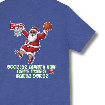 Adult Santa Dunks & Cookies Version Basketball T-Shirt