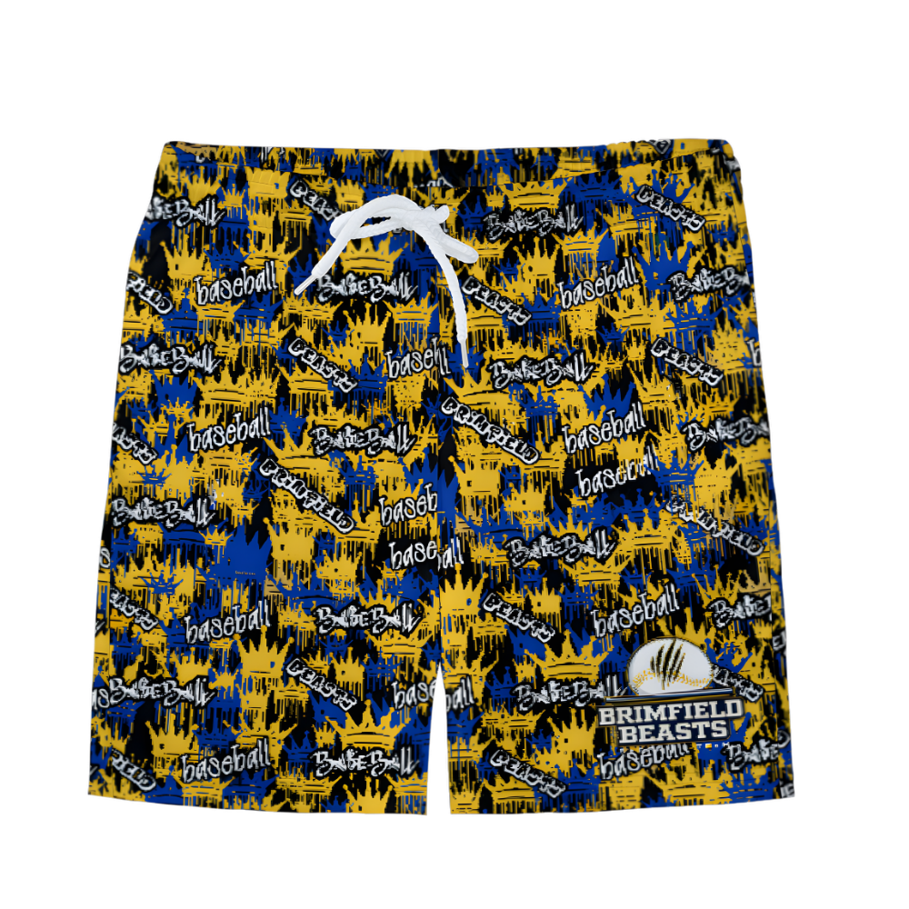 Youth Brimfield Beasts Dripping Crowns Graffiti Mesh Shorts
