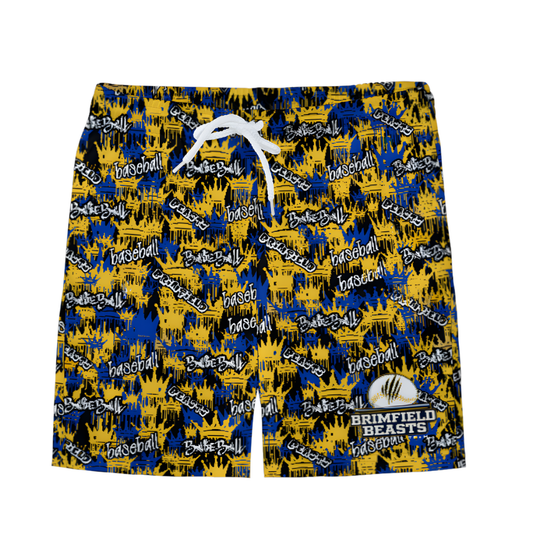 Youth Brimfield Beasts Dripping Crowns Graffiti Mesh Shorts