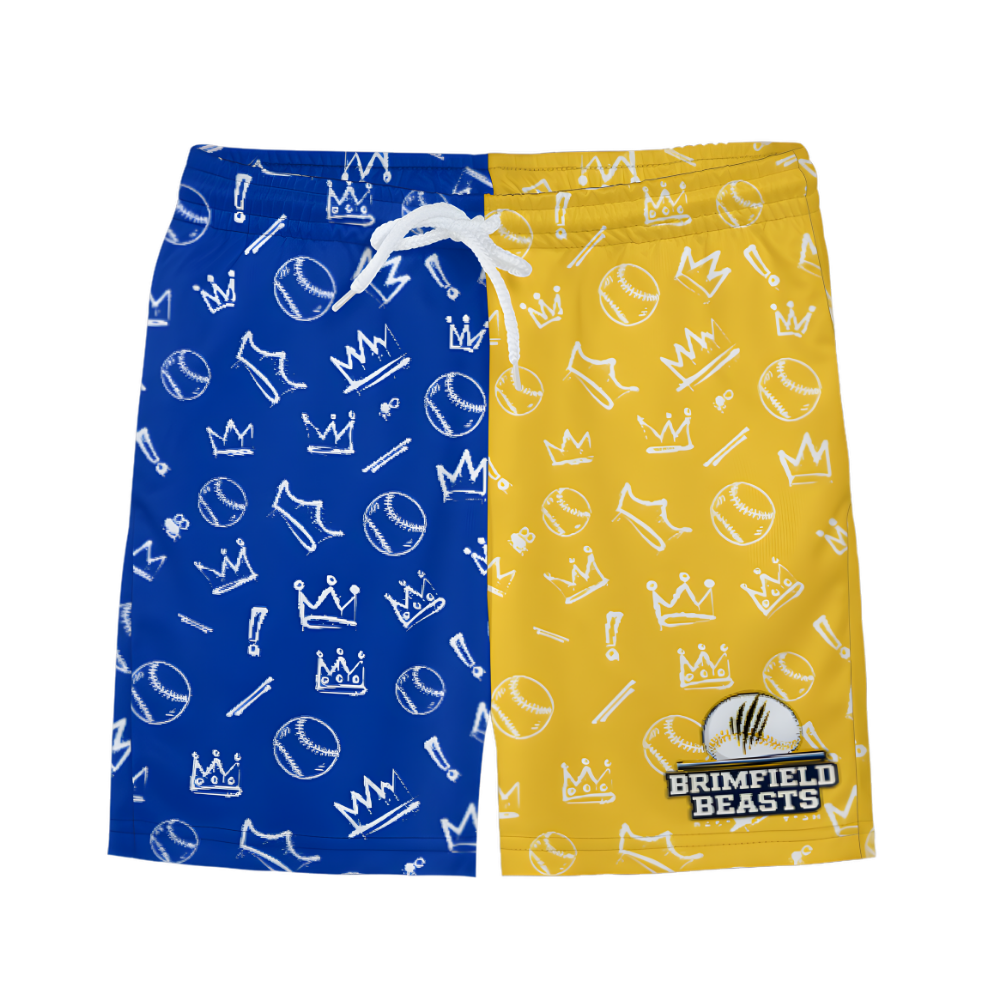 Youth Brimfield Beasts Yellow/Blue Graffiti Mesh Shorts
