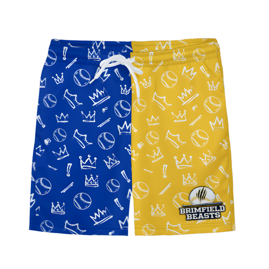 Youth Brimfield Beasts Yellow/Blue Graffiti Mesh Shorts