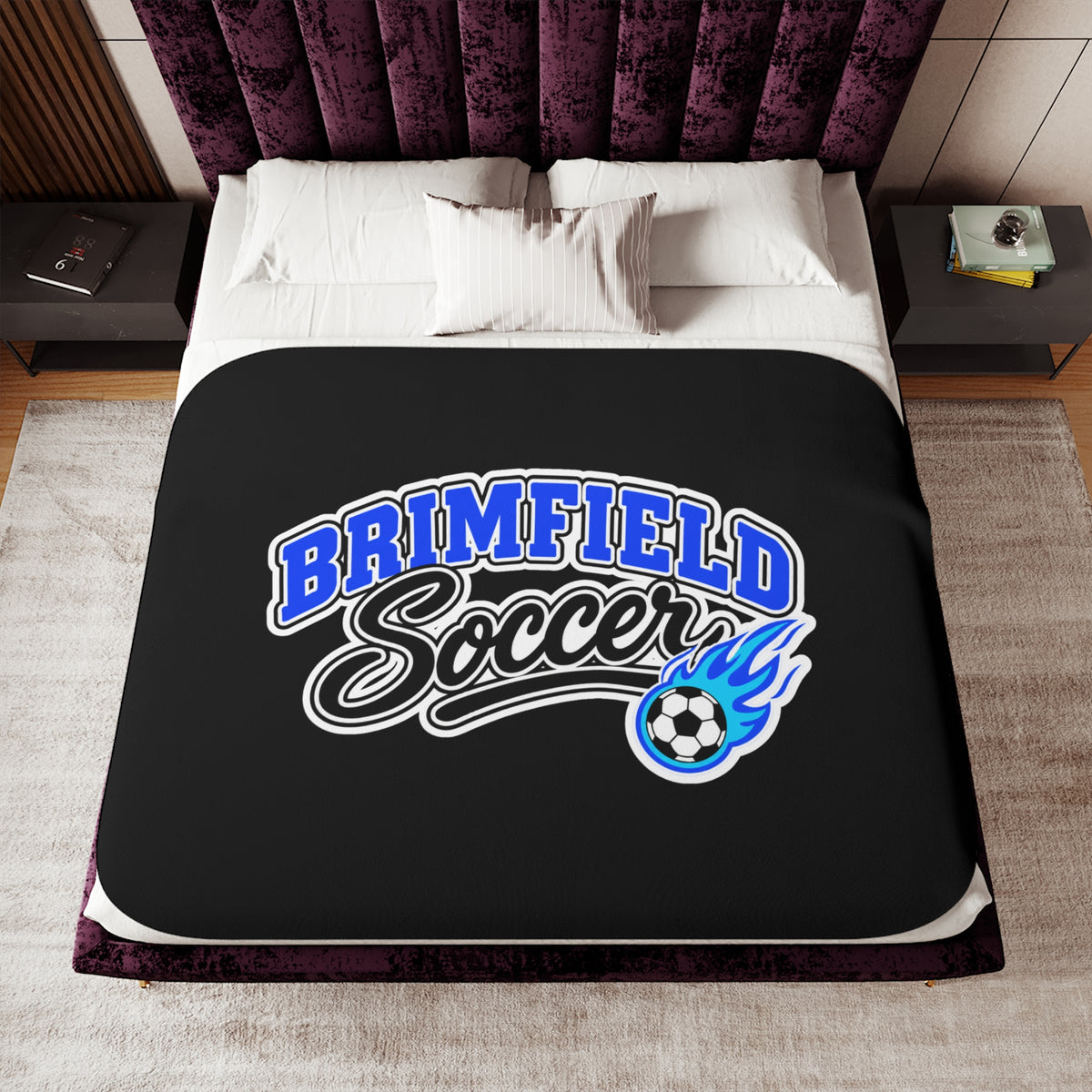 Brimfield Soccer Sherpa Fleece Blanket - Black