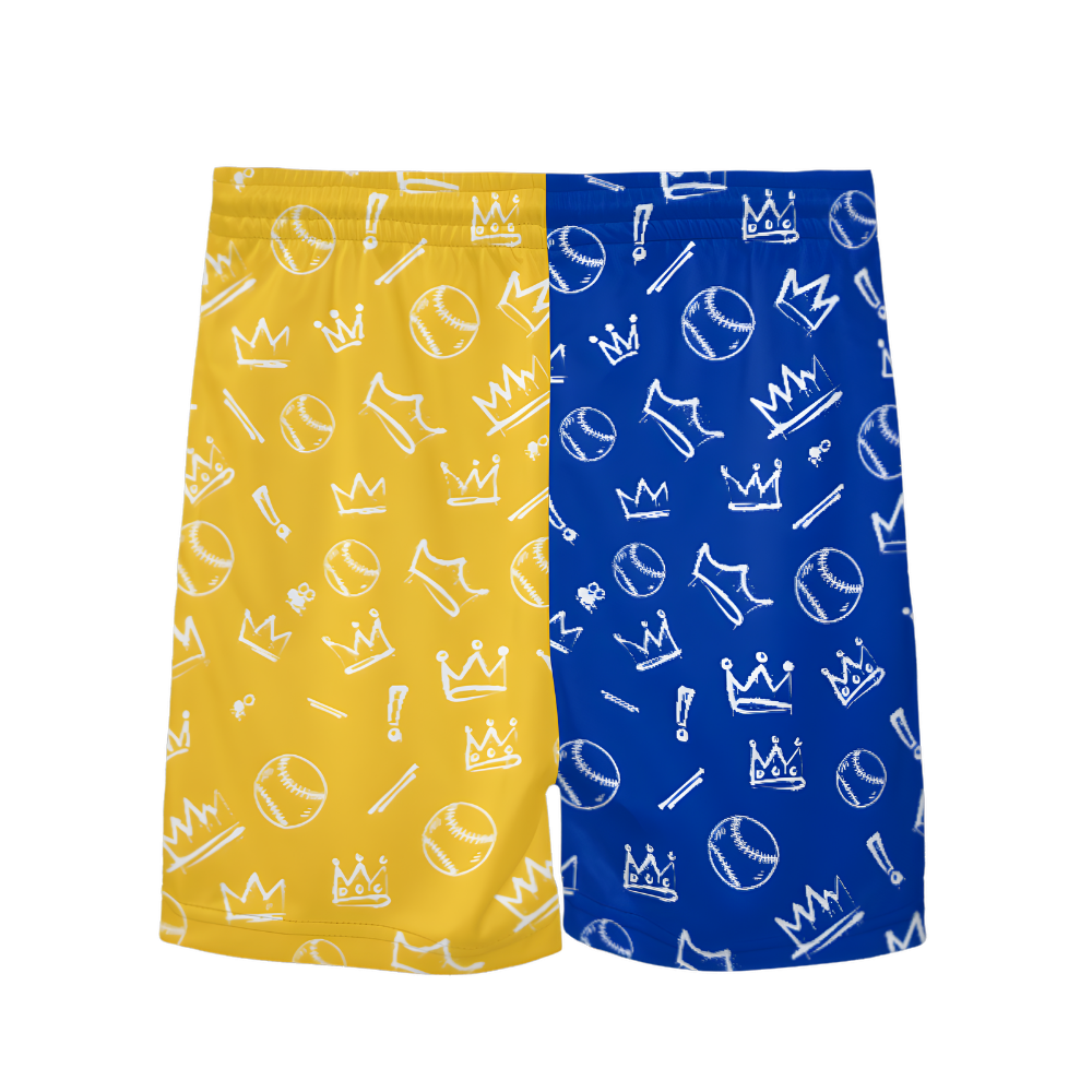 Youth Brimfield Beasts Yellow/Blue Graffiti Mesh Shorts