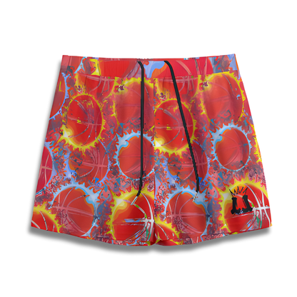 All-Over Print Adult Mesh Basketball On Fire Shorts