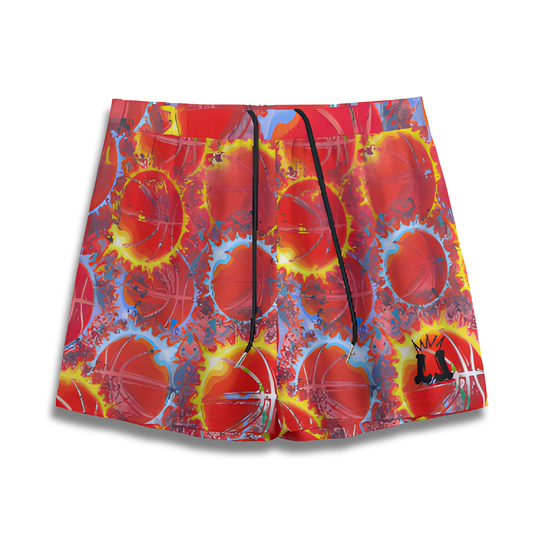 All-Over Print Adult Mesh Basketball On Fire Shorts