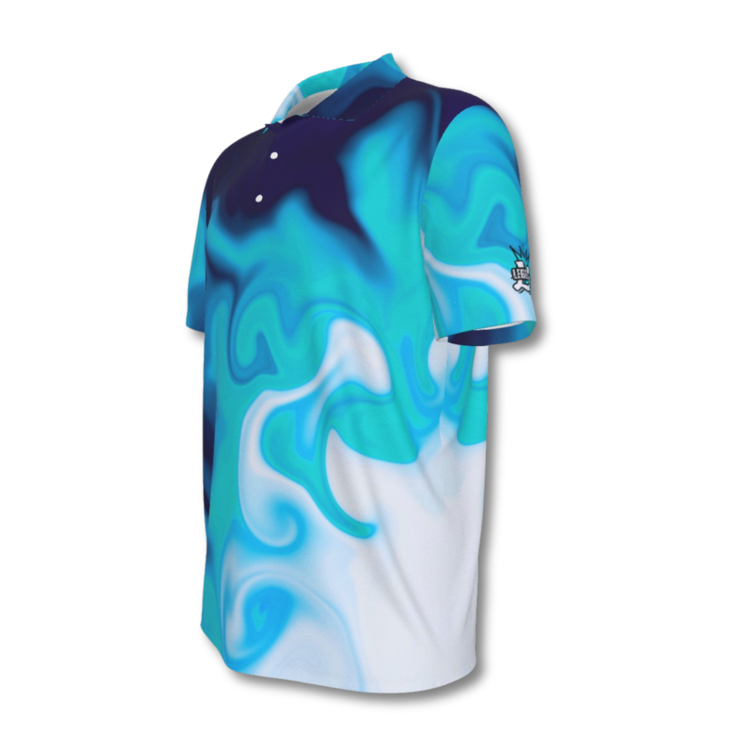Men's UV Protection Blue Swirl Polo Shirt
