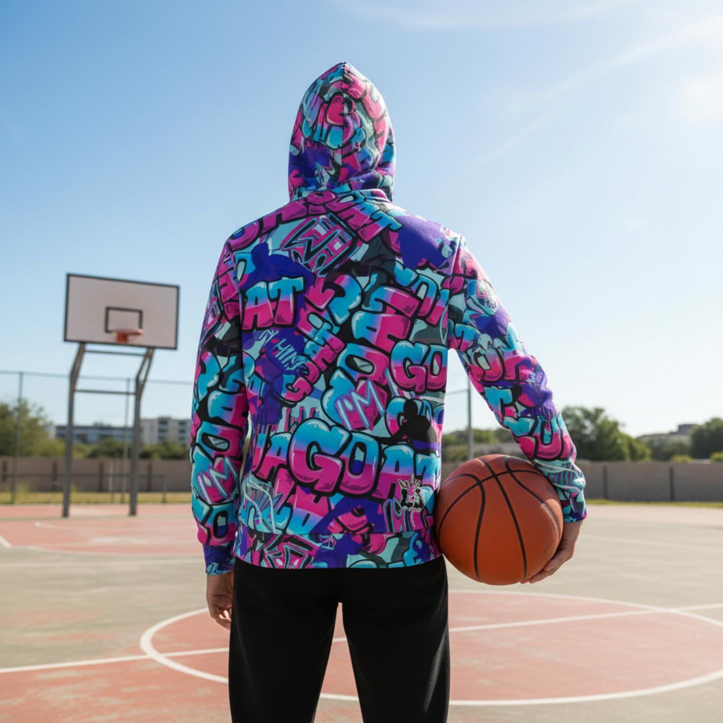 Adult Unisex Fleece Lined Hoodie: GOAT Basketball Design