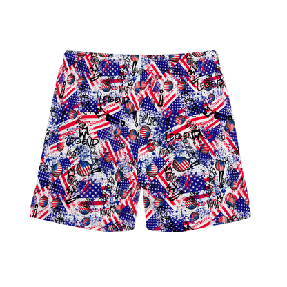 Youth Patriotic Graffiti Golf Mesh Shorts