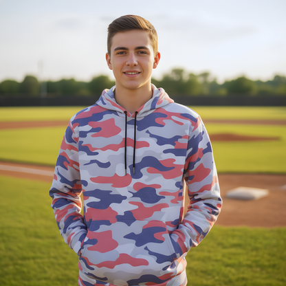 Adult Unisex Patriotic Camo Distressed Baseball Hoodie