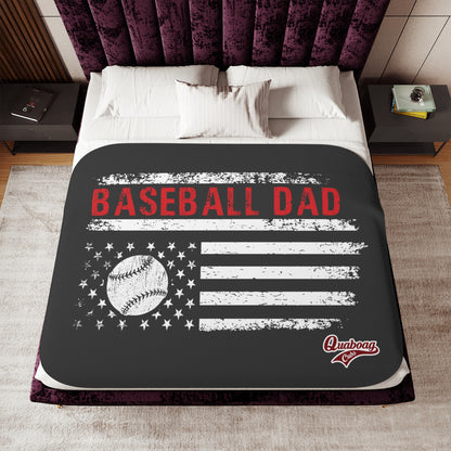 Quaboag Baseball Dad Flag Sherpa Blanket