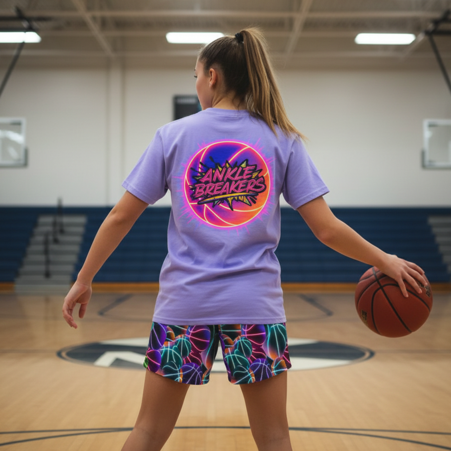 All-Over Print Adult Neon Print Basketball Shorts