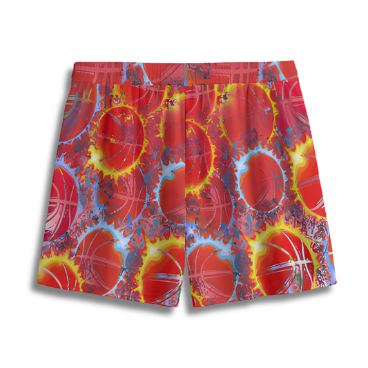 All-Over Print Adult Mesh Basketball On Fire Shorts
