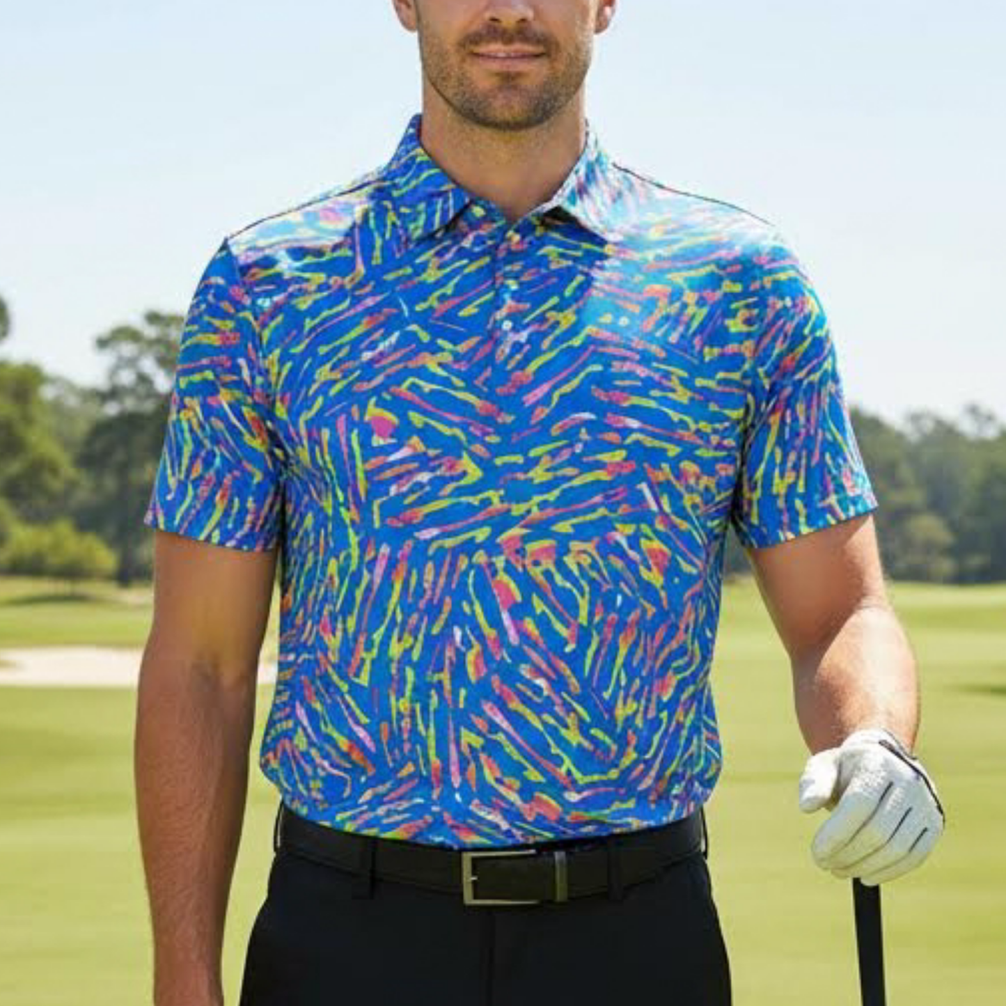 Men's Abstract Colorful UV Protection Polo Shirt