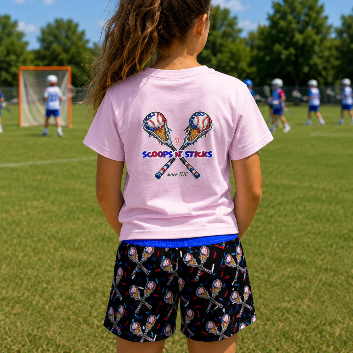 Youth Patriotic Summer Lacrosse Mesh Shorts