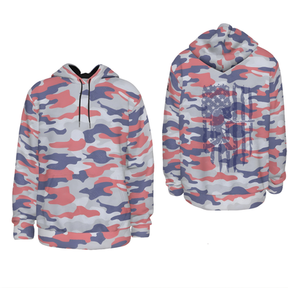 Adult Unisex Patriotic Camo Distressed Baseball Hoodie
