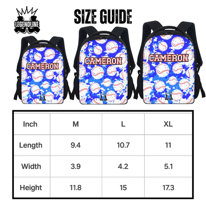 Personalized Name Baseball Backpack, Custom Kids Sports Bag