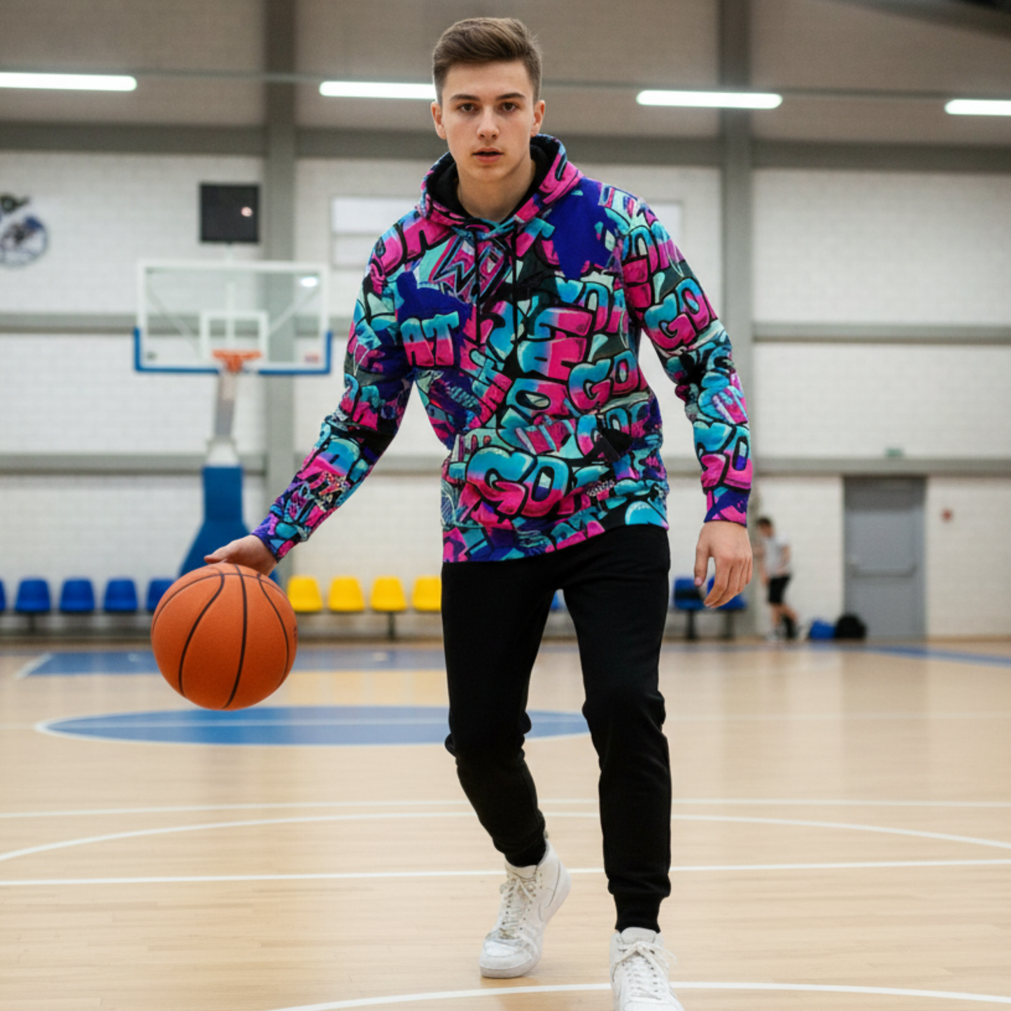 Adult Unisex Fleece Lined Hoodie: GOAT Basketball Design