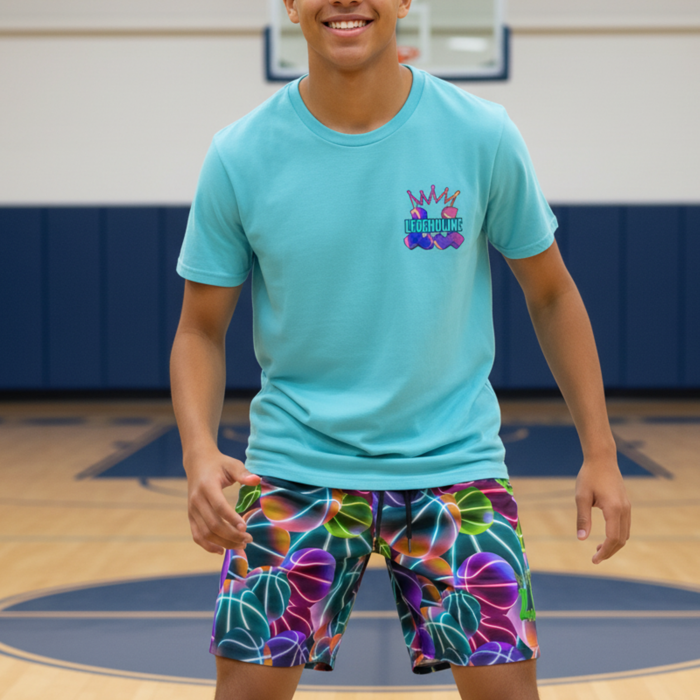 All-Over Print Adult Neon Print Basketball Shorts