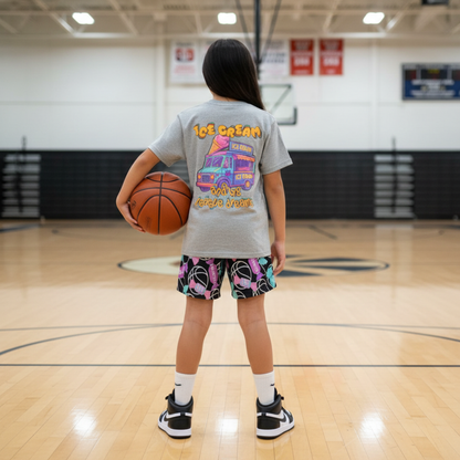 Youth Basketball & Candy Fun Mesh Athletic Shorts (Black)